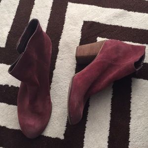 BP (Brass Plum) Red Suede Ankle Booties
